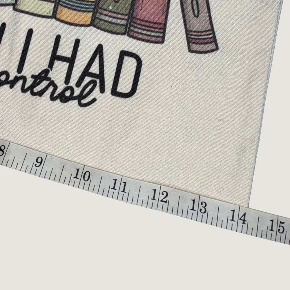 I Wish I Had Shelf Control Book Floral Canvas Tote Bag Cream Graphic - Picture 5 of 6